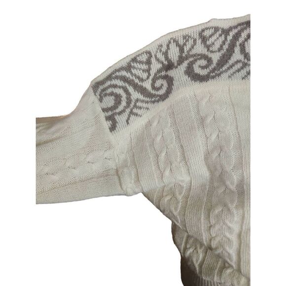 Angora Sweater 70s Braided Soft Cream Slit Neckline Drop Shoulder Romantic Minim - Picture 5 of 6